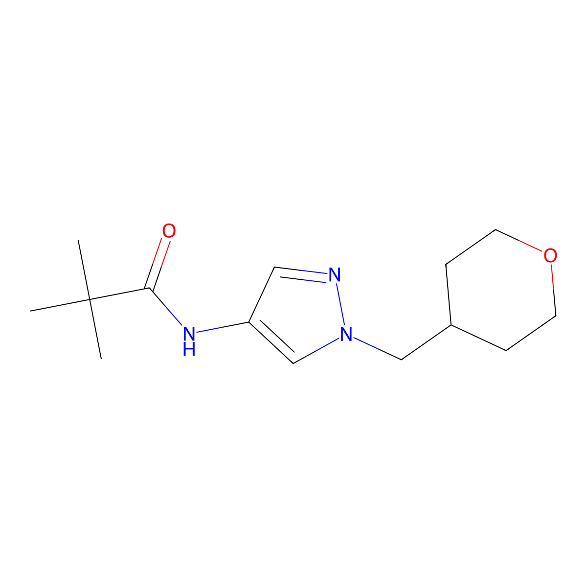 N-(1-((tetrahydro-2H-pyran-4-yl)methyl)-1H-pyrazol-4-yl)pivalamide molecular structure, CAS 1706212-23-8