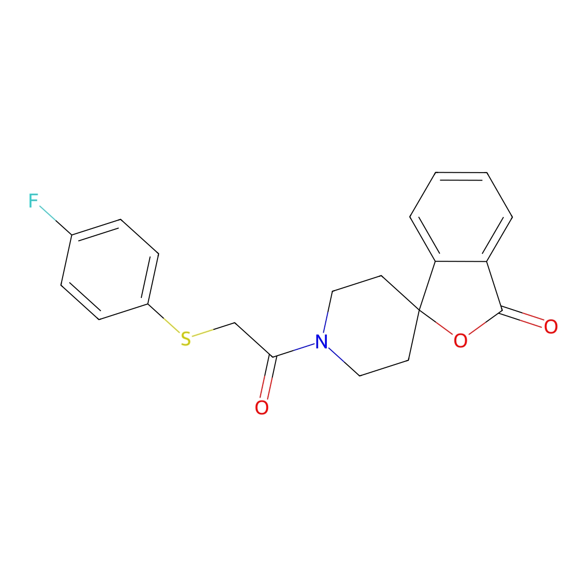 1'-{2-[(4-fluorophenyl)sulfanyl]acetyl}-3H-spiro[2-benzofuran-1,4'-piperidine]-3-one molecular structure, CAS 1706214-57-4