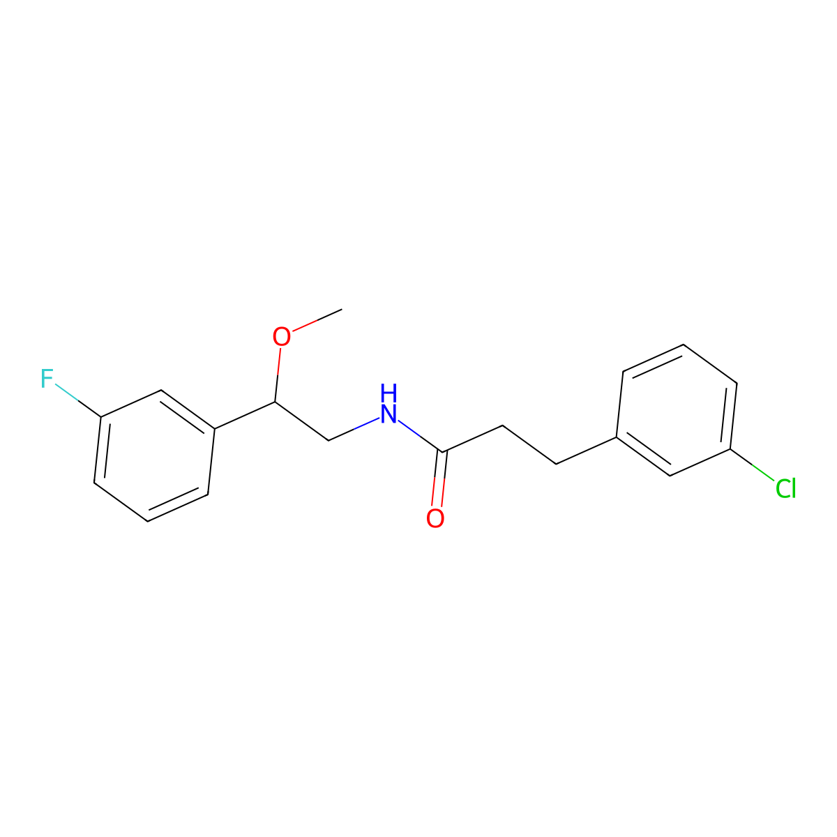 3-(3-chlorophenyl)-N-[2-(3-fluorophenyl)-2-methoxyethyl]propanamide molecular structure, CAS 1706215-75-9