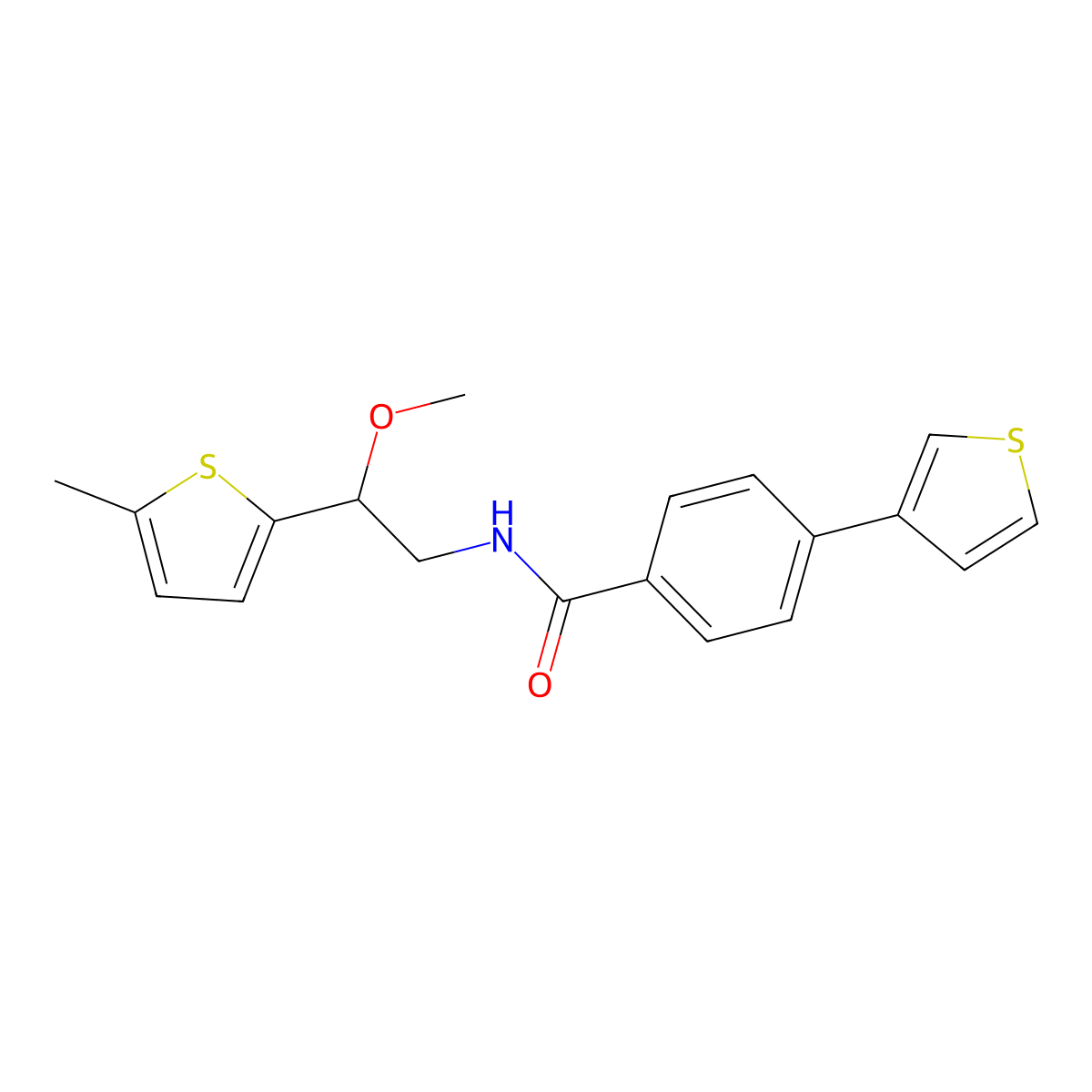 N-(2-methoxy-2-(5-methylthiophen-2-yl)ethyl)-4-(thiophen-3-yl)benzamide molecular structure, CAS 1706216-21-8