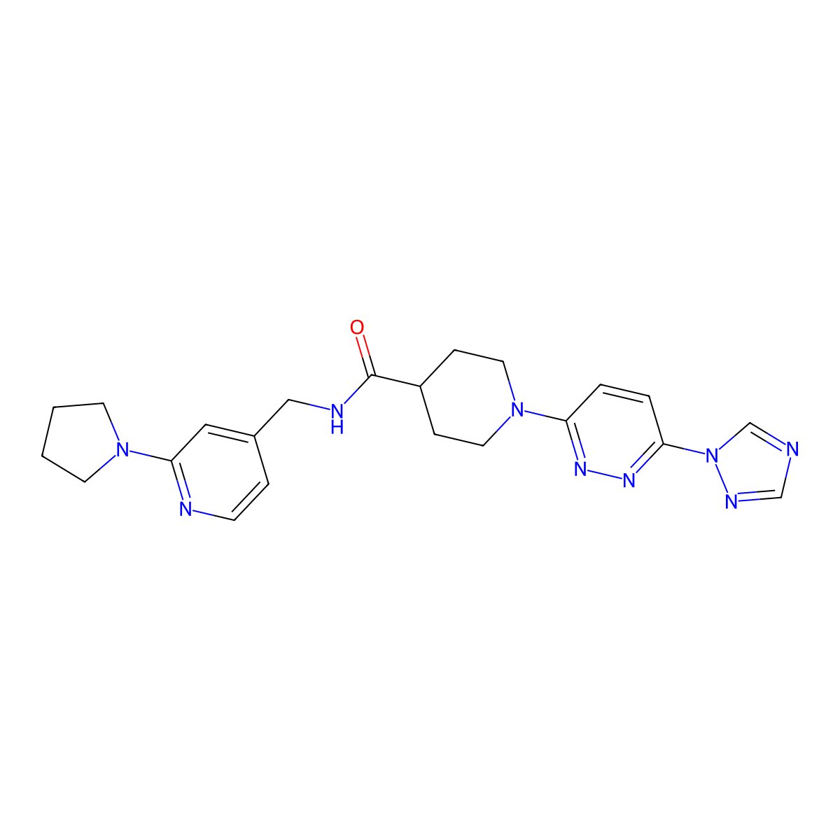 1-(6-(1H-1,2,4-triazol-1-yl)pyridazin-3-yl)-N-((2-(pyrrolidin-1-yl)pyridin-4-yl)methyl)piperidine-4-carboxamide molecular structure, CAS 1706217-59-5