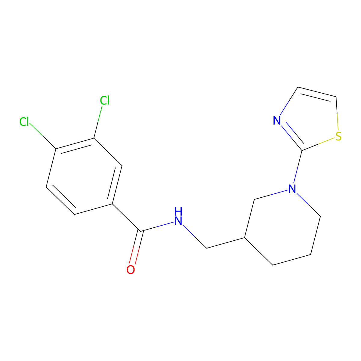 3,4-dichloro-N-((1-(thiazol-2-yl)piperidin-3-yl)methyl)benzamide molecular structure, CAS 1706217-76-6