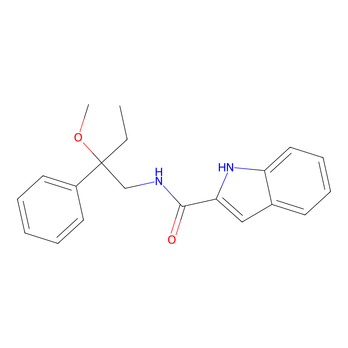 N-(2-methoxy-2-phenylbutyl)-1H-indole-2-carboxamide molecular structure, CAS 1706219-18-2