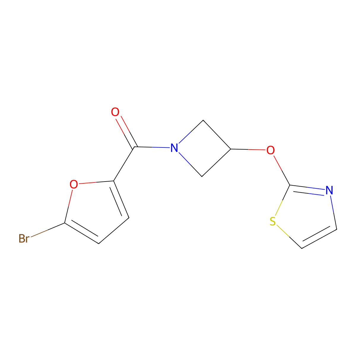(5-Bromofuran-2-yl)(3-(thiazol-2-yloxy)azetidin-1-yl)methanone molecular structure, CAS 1706219-64-8