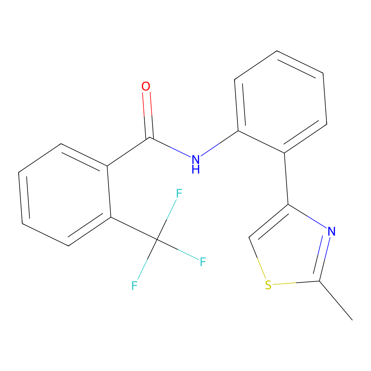 N-(2-(2-methylthiazol-4-yl)phenyl)-2-(trifluoromethyl)benzamide molecular structure, CAS 1706220-49-6
