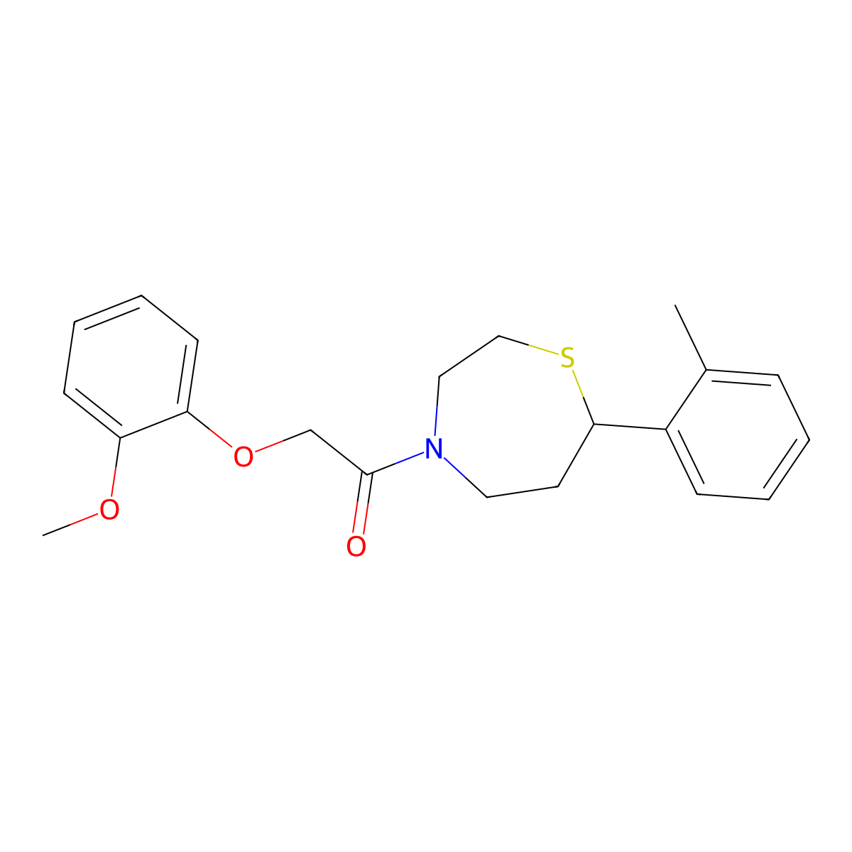 2-(2-Methoxyphenoxy)-1-(7-(o-tolyl)-1,4-thiazepan-4-yl)ethanone molecular structure, CAS 1706220-97-4
