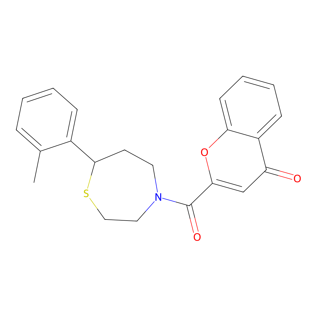 2-(7-(o-tolyl)-1,4-thiazepane-4-carbonyl)-4H-chromen-4-one molecular structure, CAS 1706221-10-4