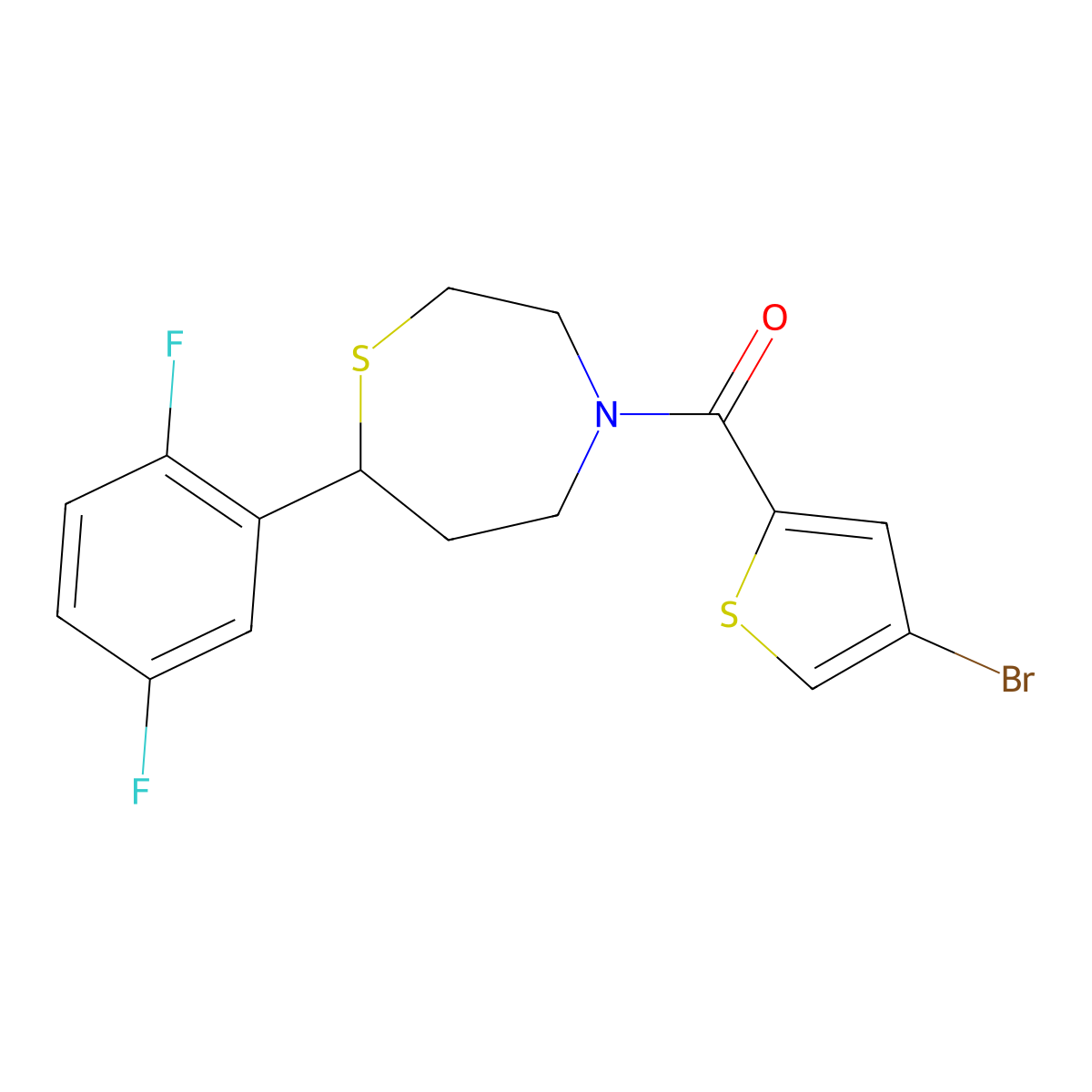 (4-Bromothiophen-2-yl)(7-(2,5-difluorophenyl)-1,4-thiazepan-4-yl)methanone molecular structure, CAS 1706221-66-0