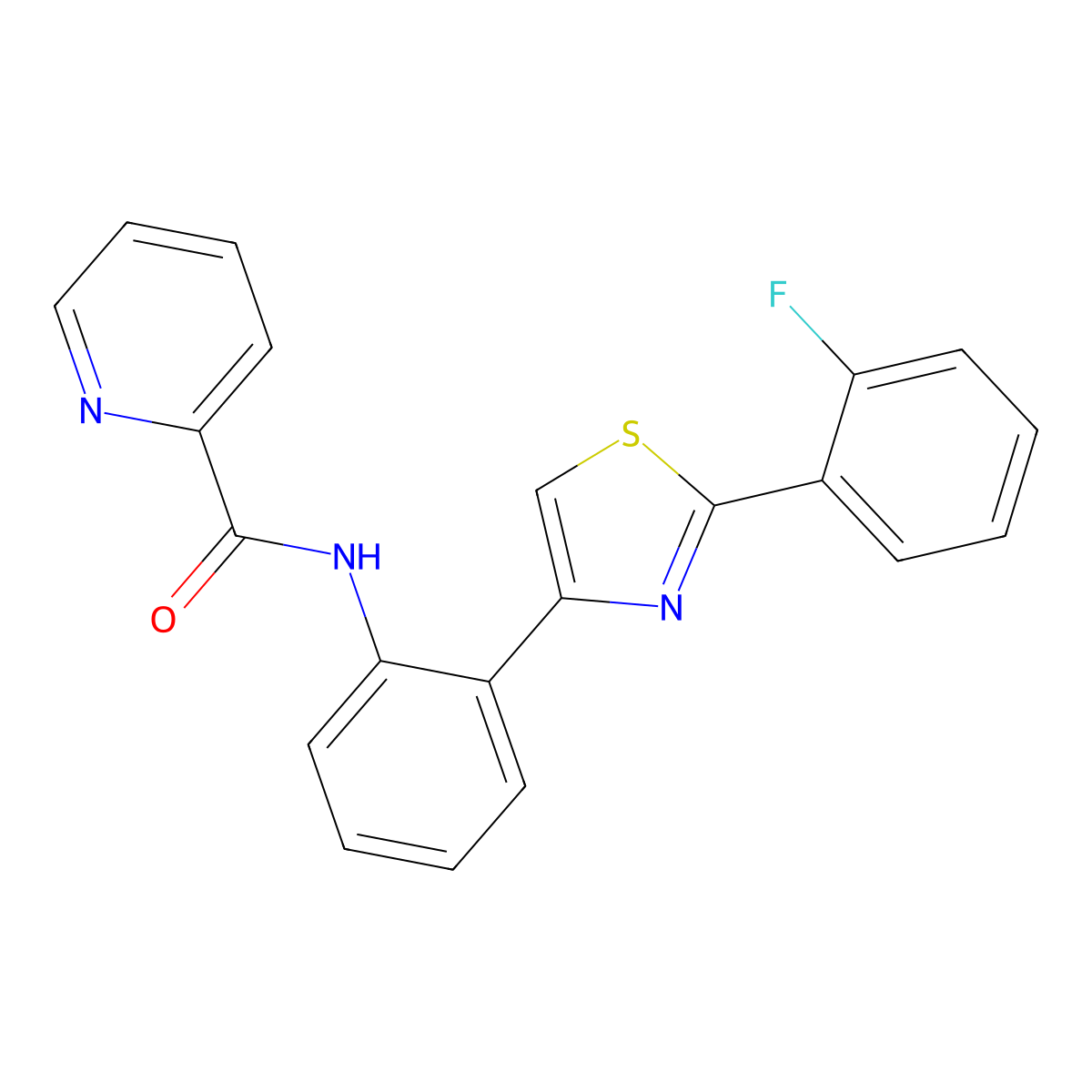 N-(2-(2-(2-fluorophenyl)thiazol-4-yl)phenyl)picolinamide molecular structure, CAS 1706222-04-9
