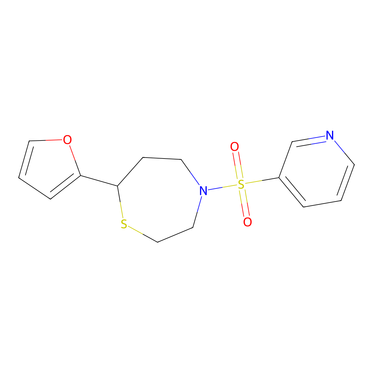 7-(Furan-2-yl)-4-(pyridin-3-ylsulfonyl)-1,4-thiazepane molecular structure, CAS 1706223-65-5
