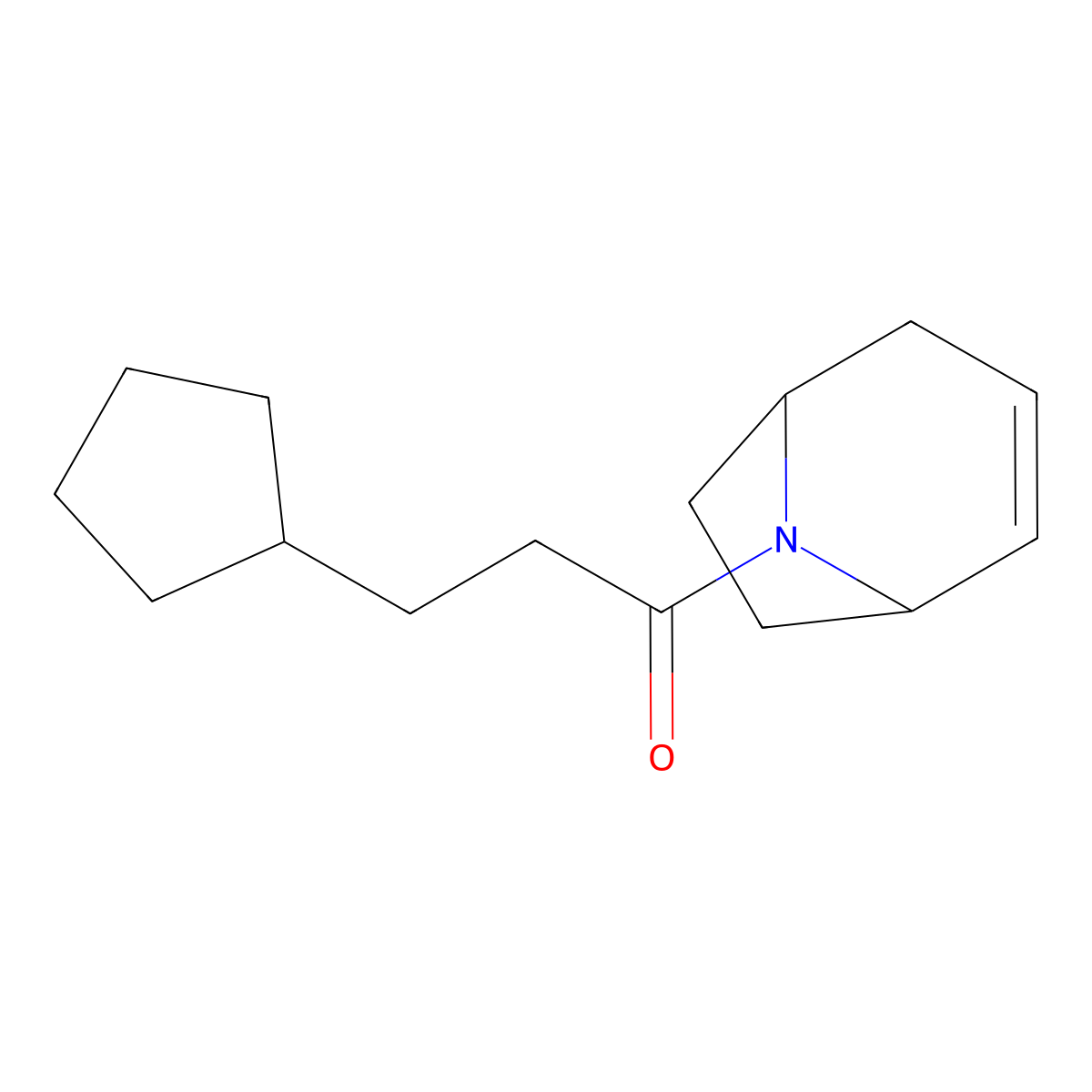 1-{8-Azabicyclo[3.2.1]oct-2-en-8-yl}-3-cyclopentylpropan-1-one molecular structure, CAS 1706224-22-7