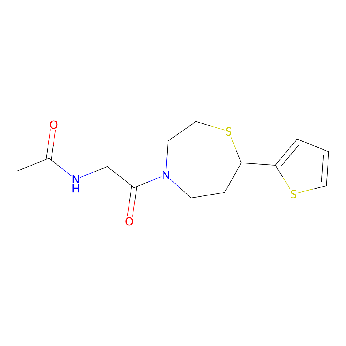 N-{2-oxo-2-[7-(thiophen-2-yl)-1,4-thiazepan-4-yl]ethyl}acetamide molecular structure, CAS 1706224-80-7