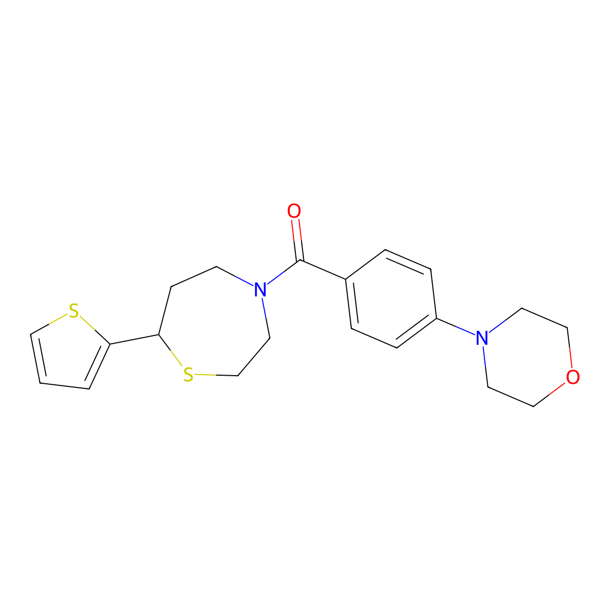 (4-Morpholinophenyl)(7-(thiophen-2-yl)-1,4-thiazepan-4-yl)methanone molecular structure, CAS 1706225-27-5