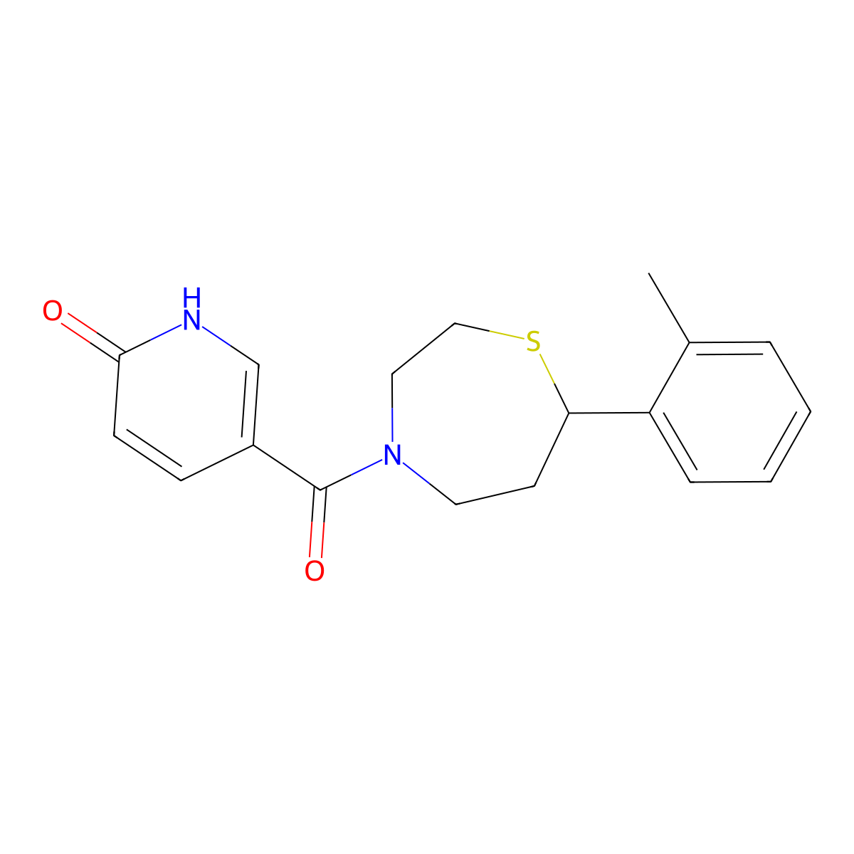 5-(7-(o-tolyl)-1,4-thiazepane-4-carbonyl)pyridin-2(1H)-one molecular structure, CAS 1706227-71-5