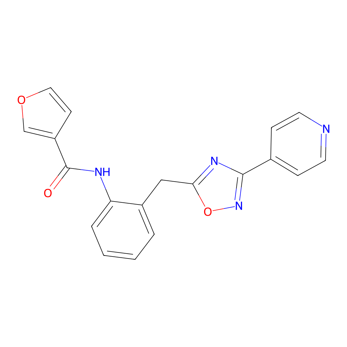 N-(2-((3-(pyridin-4-yl)-1,2,4-oxadiazol-5-yl)methyl)phenyl)furan-3-carboxamide molecular structure, CAS 1706228-83-2
