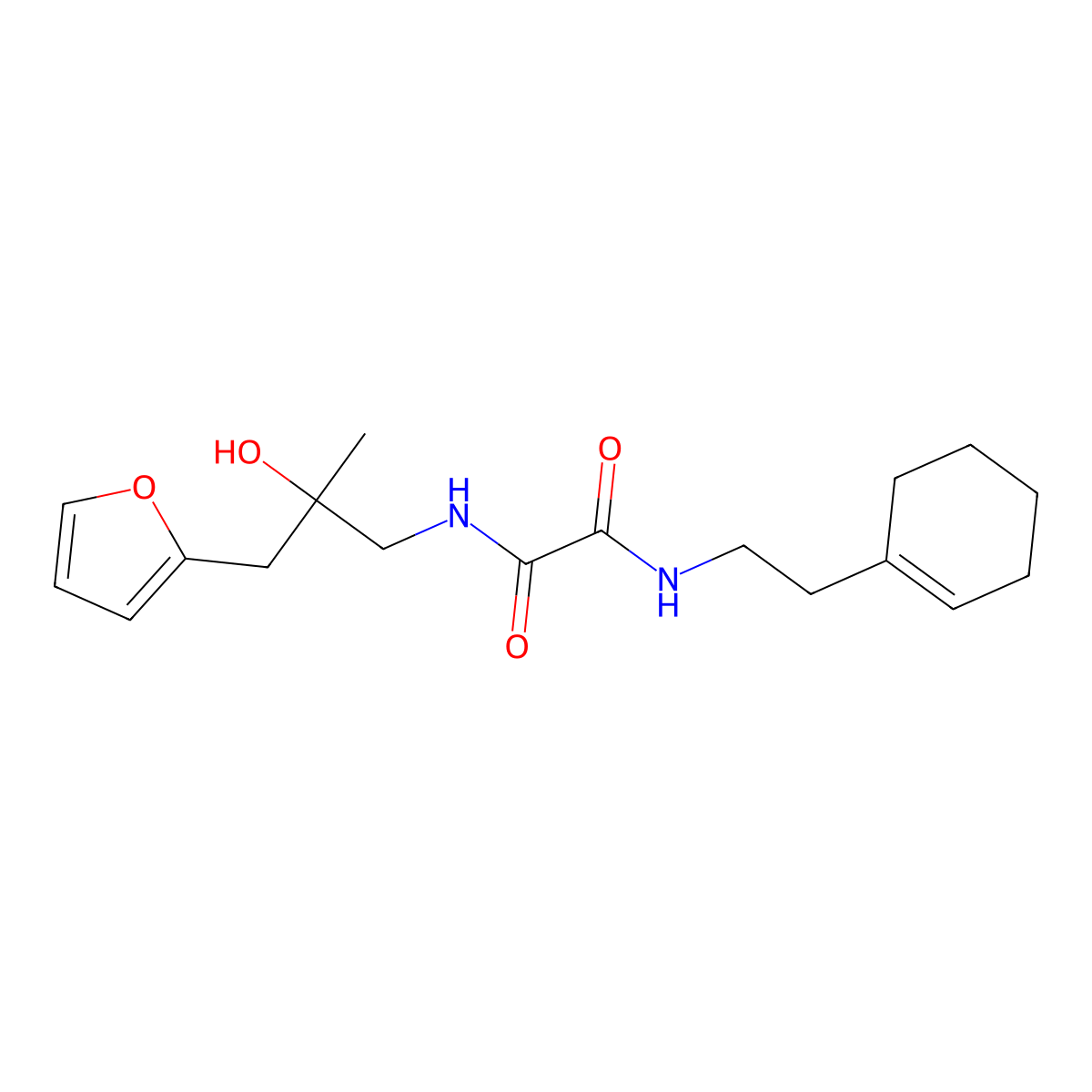 N1-(2-(cyclohex-1-en-1-yl)ethyl)-N2-(3-(furan-2-yl)-2-hydroxy-2-methylpropyl)oxalamide molecular structure, CAS 1706247-82-6