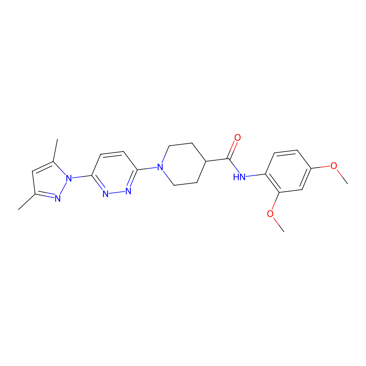 N-(2,4-dimethoxyphenyl)-1-[6-(3,5-dimethyl-1H-pyrazol-1-yl)pyridazin-3-yl]piperidine-4-carboxamide molecular structure, CAS 1706250-67-0