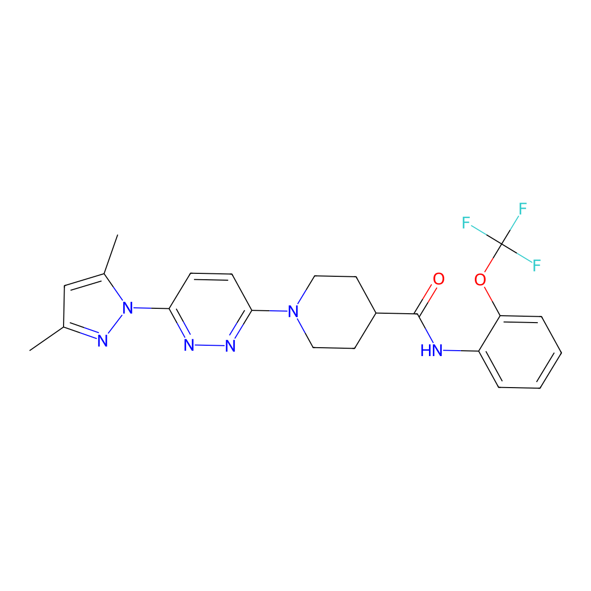 1-[6-(3,5-dimethyl-1H-pyrazol-1-yl)pyridazin-3-yl]-N-[2-(trifluoromethoxy)phenyl]piperidine-4-carboxamide molecular structure, CAS 1706251-39-9