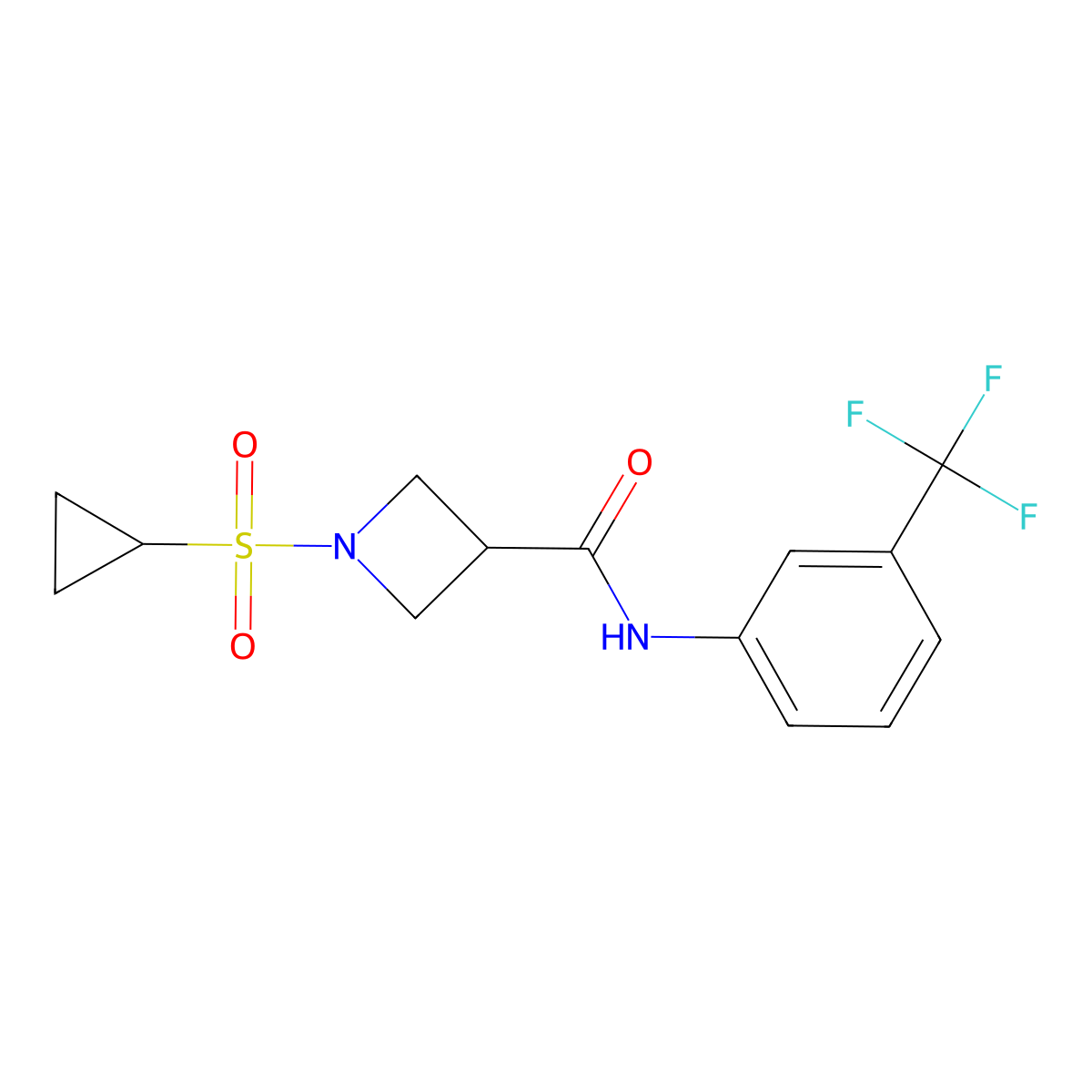 1-(cyclopropylsulfonyl)-N-(3-(trifluoromethyl)phenyl)azetidine-3-carboxamide molecular structure, CAS 1706254-68-3