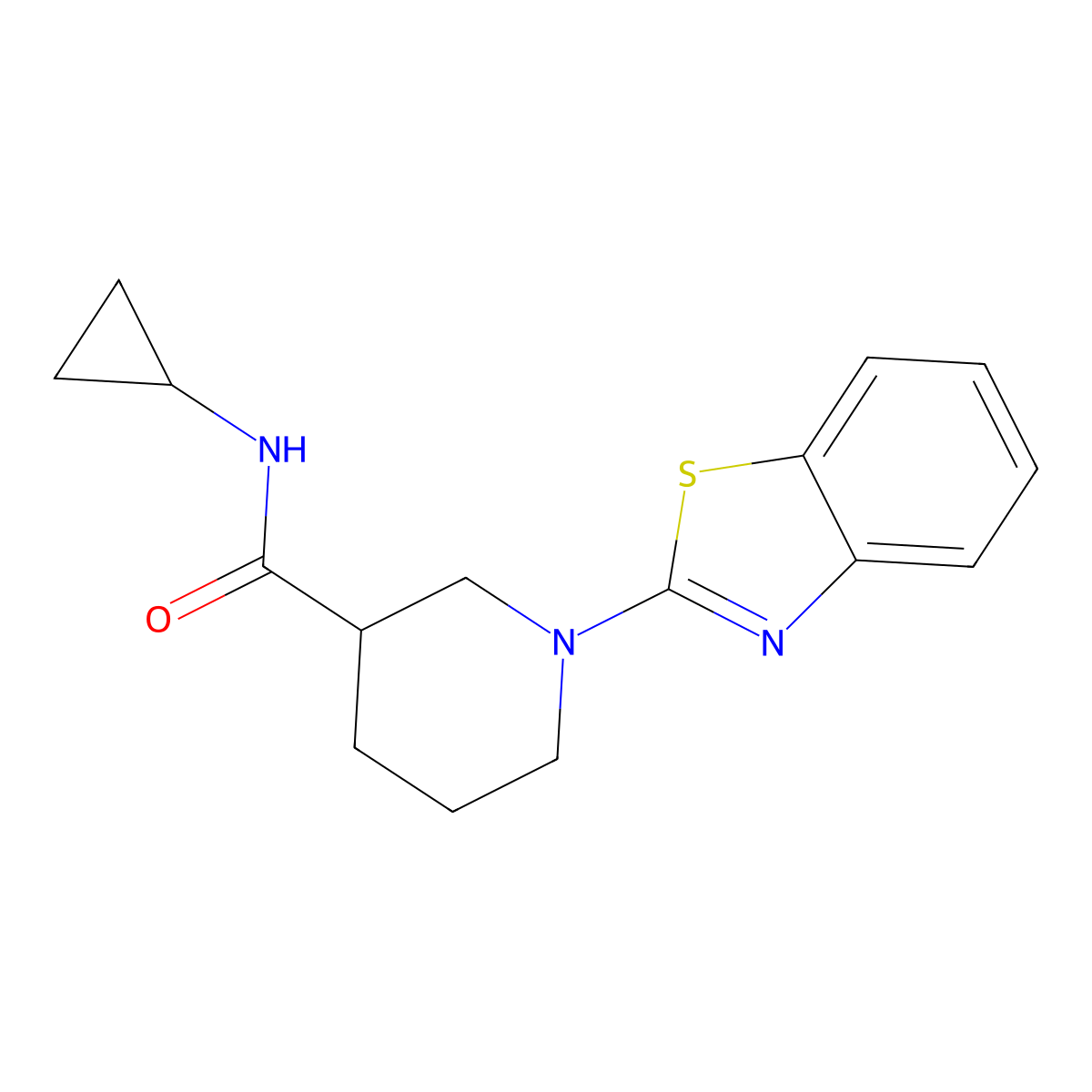 1-(benzo[d]thiazol-2-yl)-N-cyclopropylpiperidine-3-carboxamide molecular structure, CAS 1706257-95-5