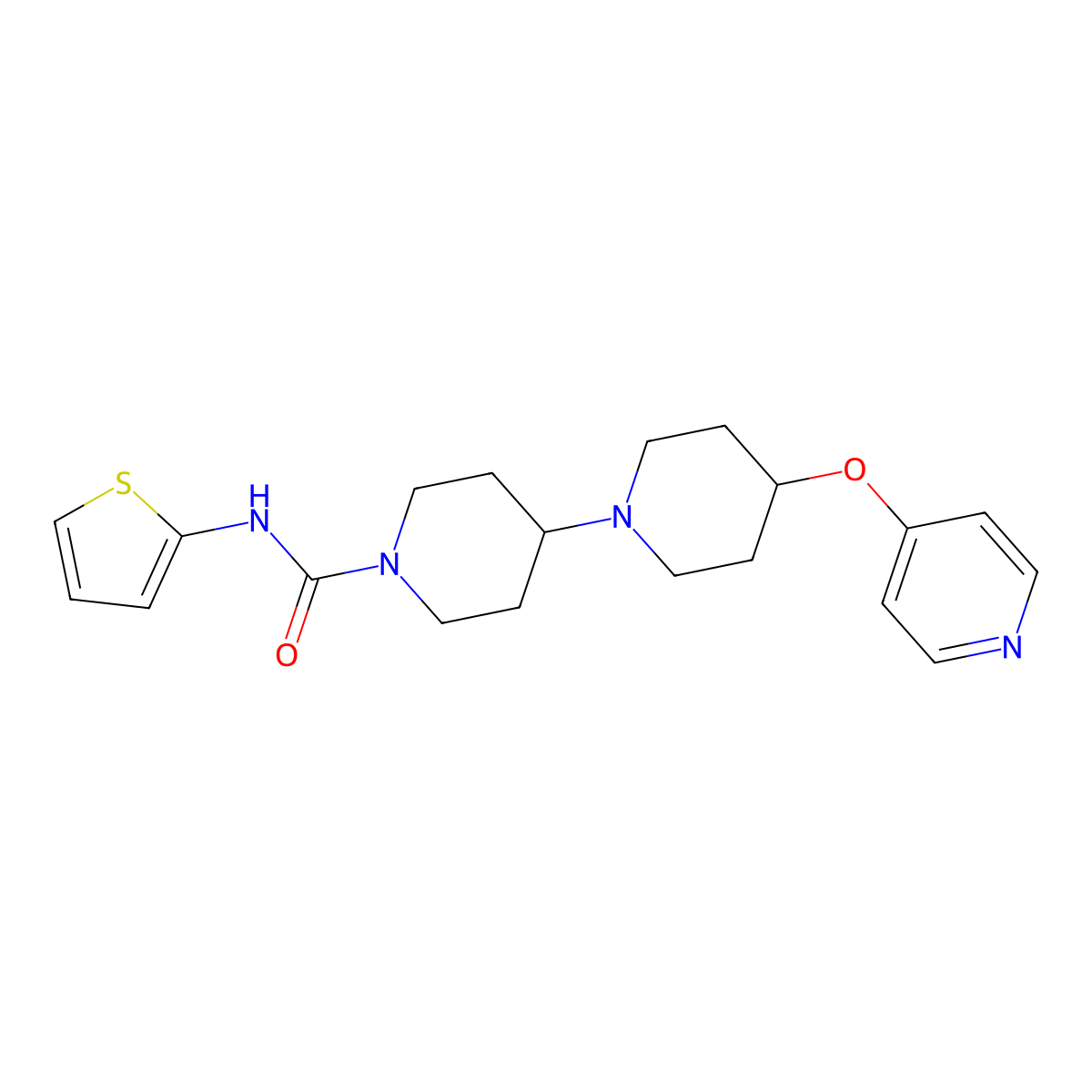 4-(pyridin-4-yloxy)-N-(thiophen-2-yl)-[1,4'-bipiperidine]-1'-carboxamide molecular structure, CAS 1706265-45-3