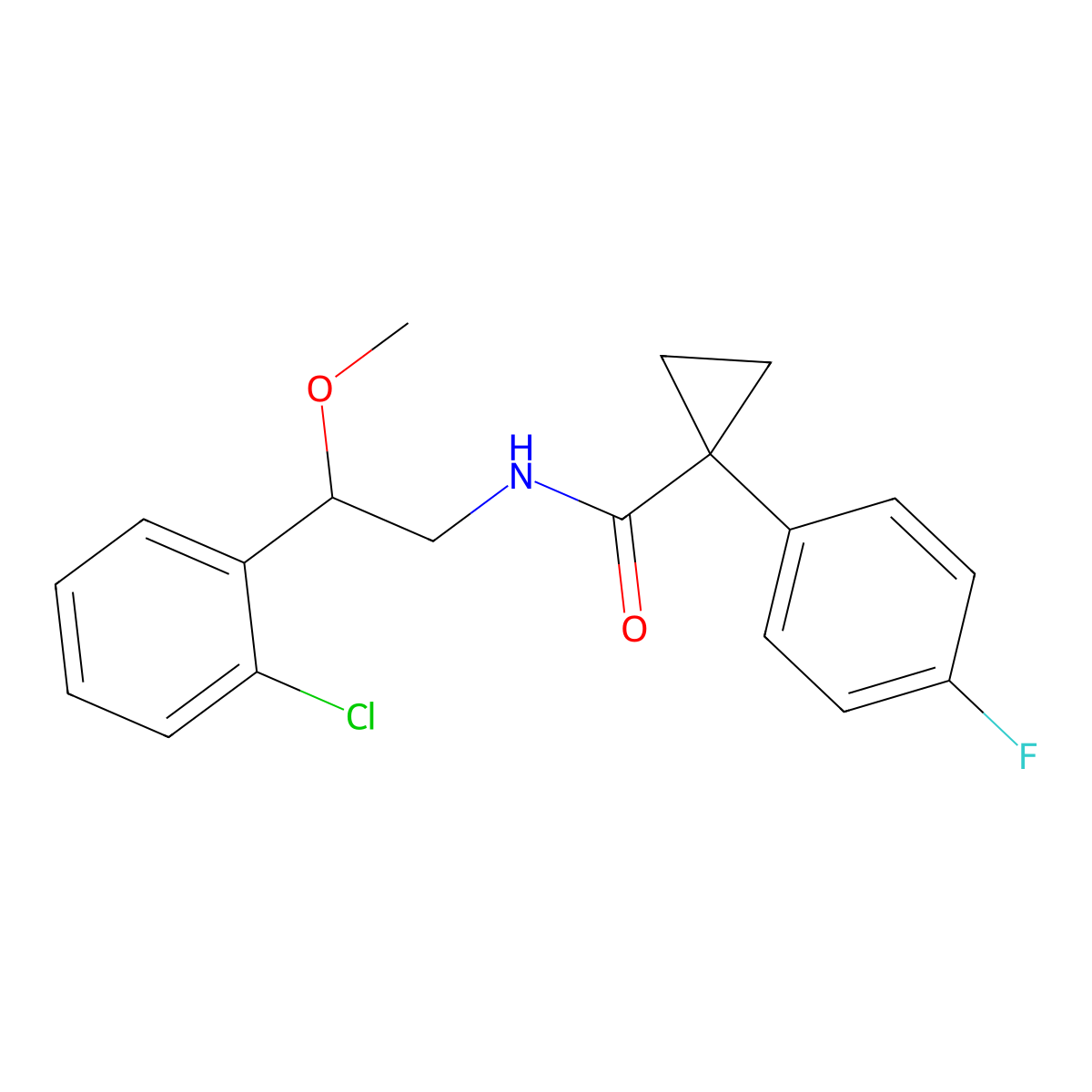 N-(2-(2-chlorophenyl)-2-methoxyethyl)-1-(4-fluorophenyl)cyclopropanecarboxamide molecular structure, CAS 1706266-57-0