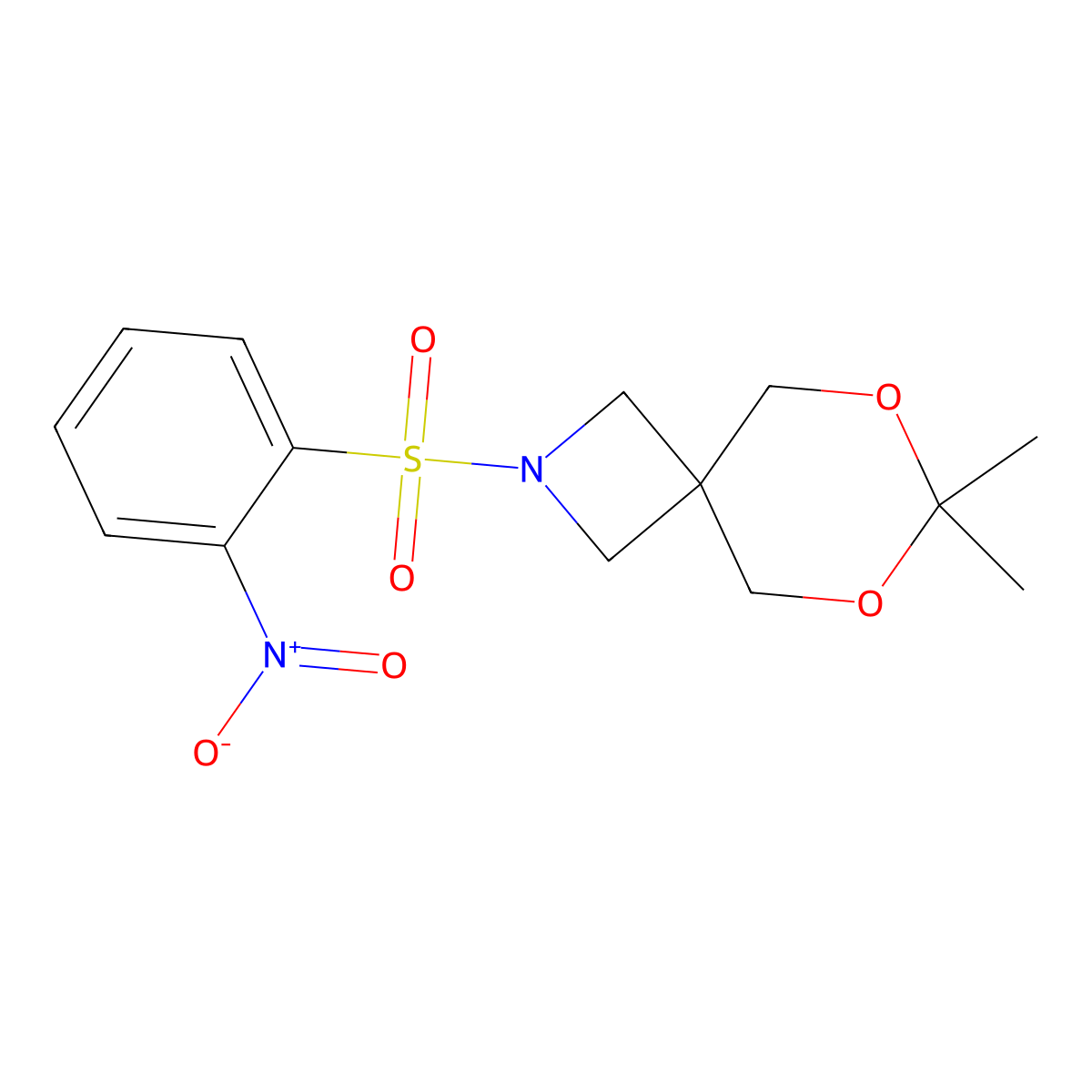 7,7-Dimethyl-2-((2-nitrophenyl)sulfonyl)-6,8-dioxa-2-azaspiro[3.5]nonane molecular structure, CAS 1706270-44-1
