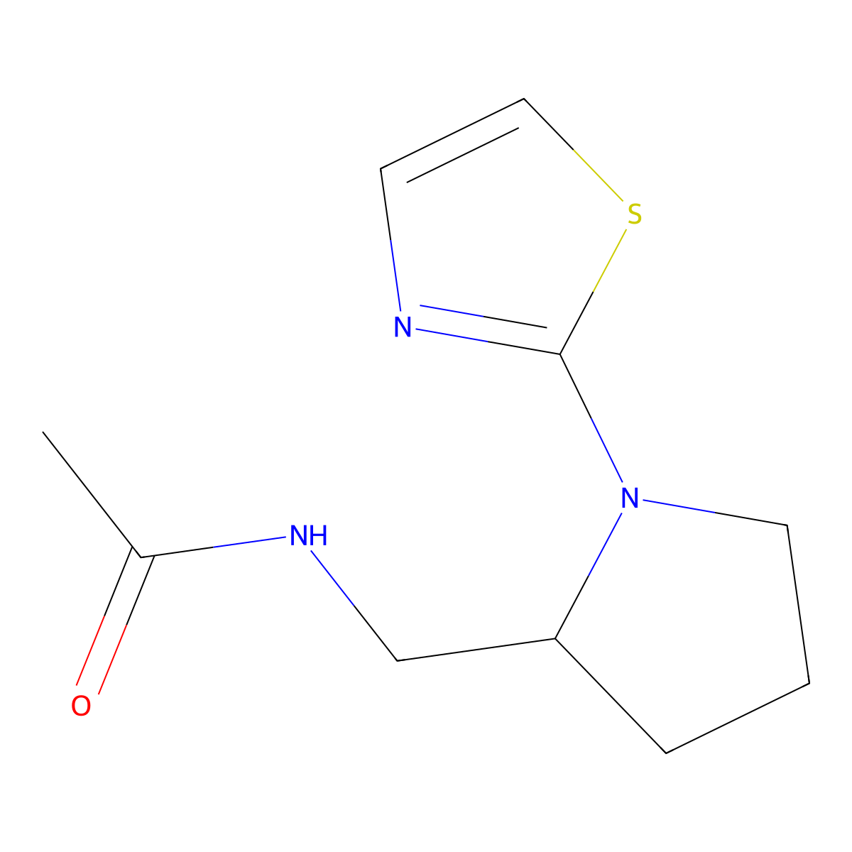N-((1-(thiazol-2-yl)pyrrolidin-2-yl)methyl)acetamide molecular structure, CAS 1706271-86-4