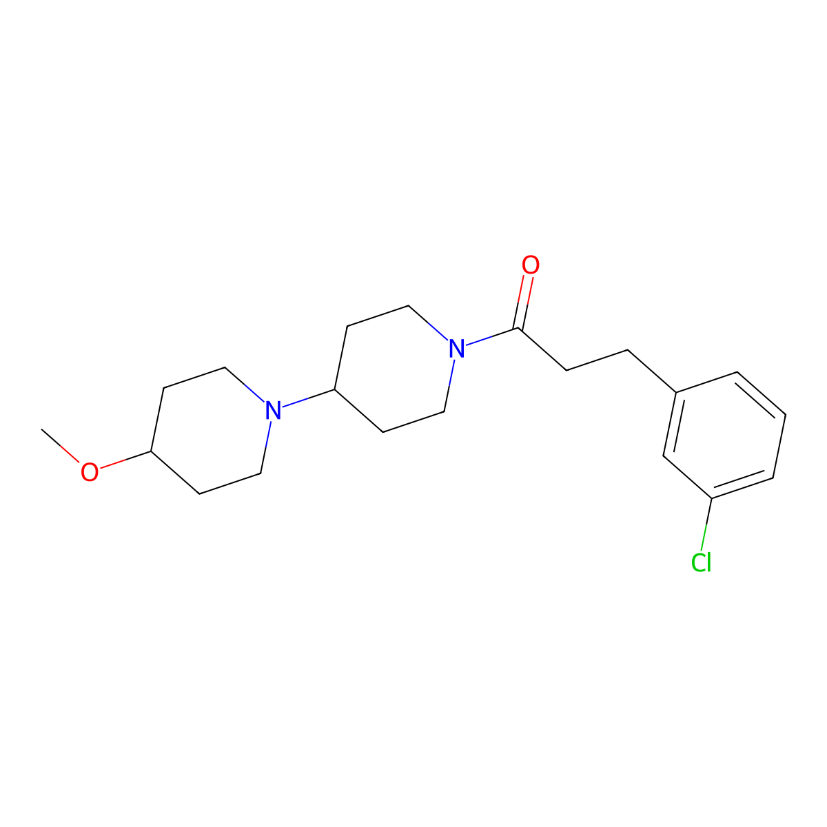 3-(3-Chlorophenyl)-1-{4-methoxy-[1,4'-bipiperidine]-1'-yl}propan-1-one molecular structure, CAS 1706273-06-4