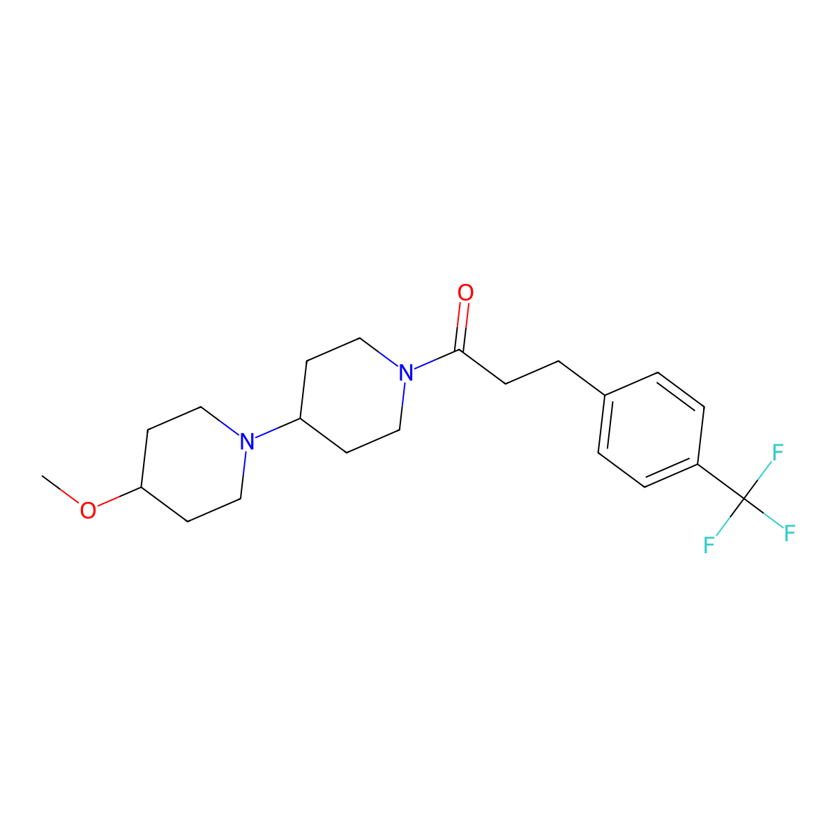 1-{4-Methoxy-[1,4'-bipiperidine]-1'-yl}-3-[4-(trifluoromethyl)phenyl]propan-1-one molecular structure, CAS 1706273-11-1