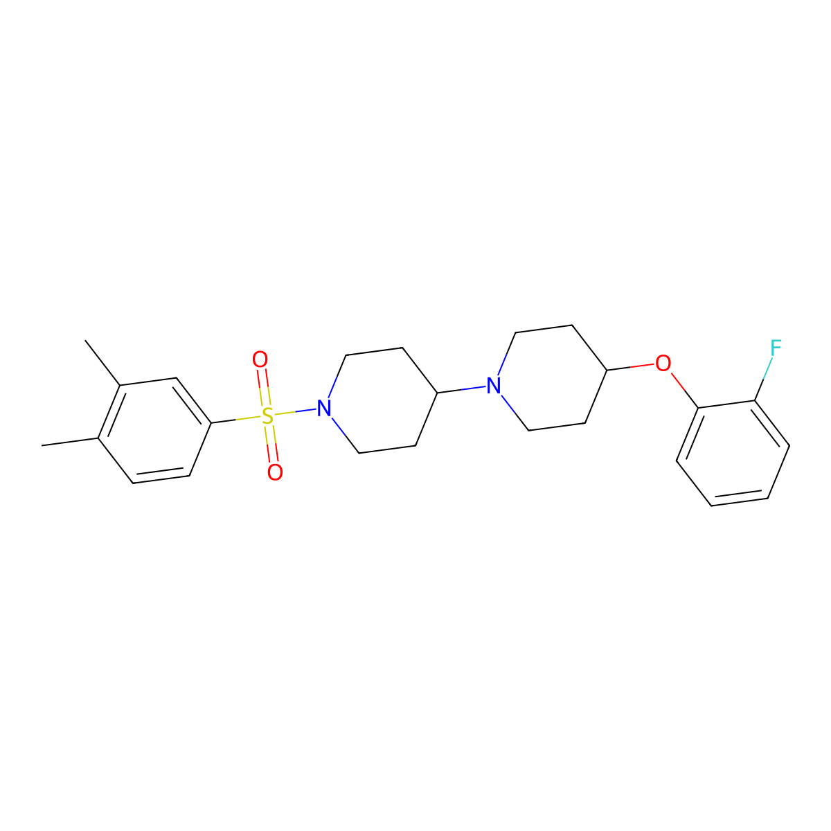 1'-(3,4-Dimethylbenzenesulfonyl)-4-(2-fluorophenoxy)-1,4'-bipiperidine molecular structure, CAS 1706273-61-1