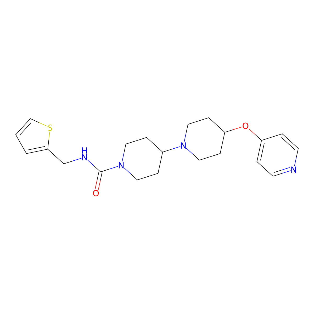 4-(pyridin-4-yloxy)-N-[(thiophen-2-yl)methyl]-[1,4'-bipiperidine]-1'-carboxamide molecular structure, CAS 1706274-49-8