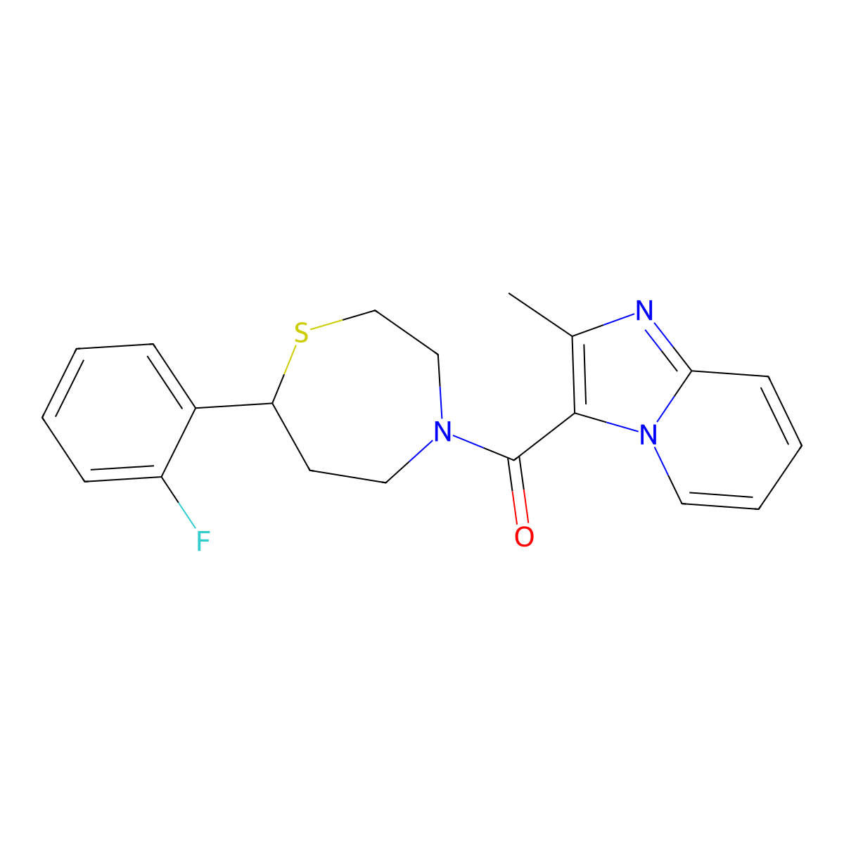 (7-(2-Fluorophenyl)-1,4-thiazepan-4-yl)(2-methylimidazo[1,2-a]pyridin-3-yl)methanone molecular structure, CAS 1706276-00-7