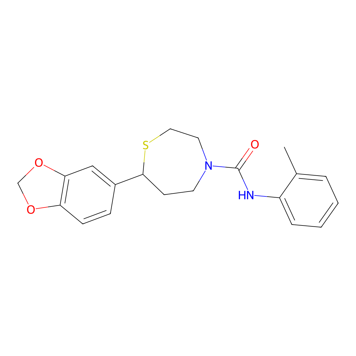 7-(benzo[d][1,3]dioxol-5-yl)-N-(o-tolyl)-1,4-thiazepane-4-carboxamide molecular structure, CAS 1706278-08-1