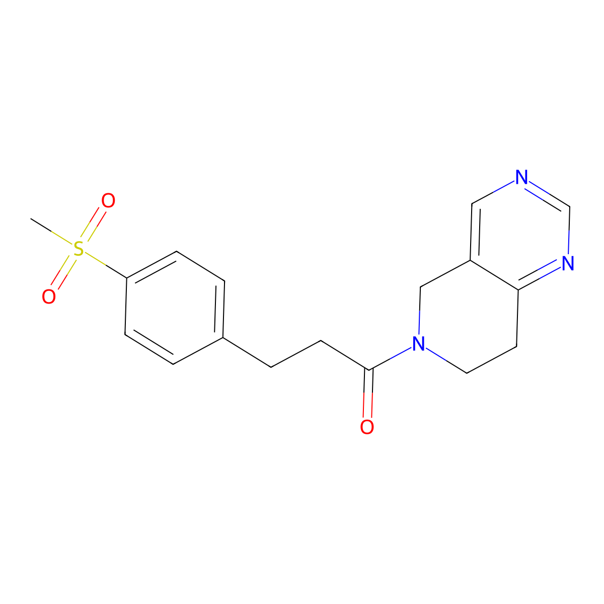 1-(7,8-dihydropyrido[4,3-d]pyrimidin-6(5H)-yl)-3-(4-(methylsulfonyl)phenyl)propan-1-one molecular structure, CAS 1706278-90-1
