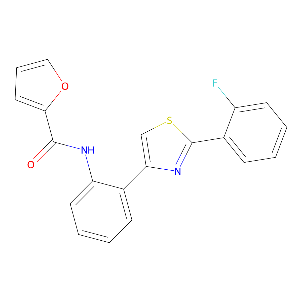 N-(2-(2-(2-fluorophenyl)thiazol-4-yl)phenyl)furan-2-carboxamide molecular structure, CAS 1706279-07-3