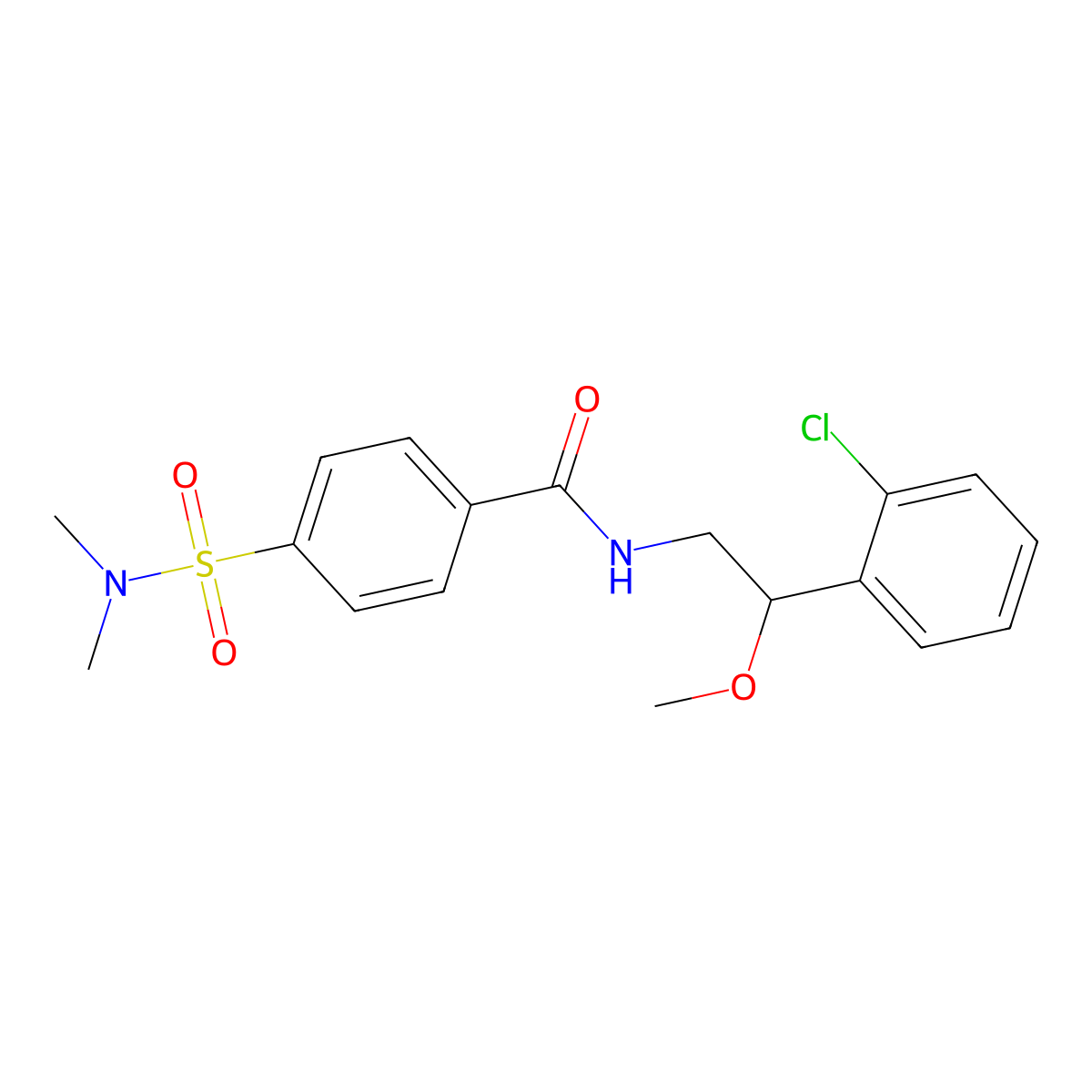 N-[2-(2-chlorophenyl)-2-methoxyethyl]-4-(dimethylsulfamoyl)benzamide molecular structure, CAS 1706284-33-4