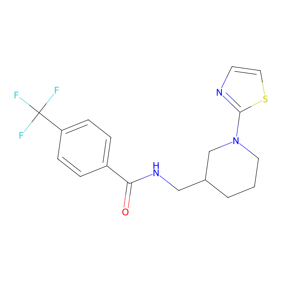 N-((1-(thiazol-2-yl)piperidin-3-yl)methyl)-4-(trifluoromethyl)benzamide molecular structure, CAS 1706284-35-6
