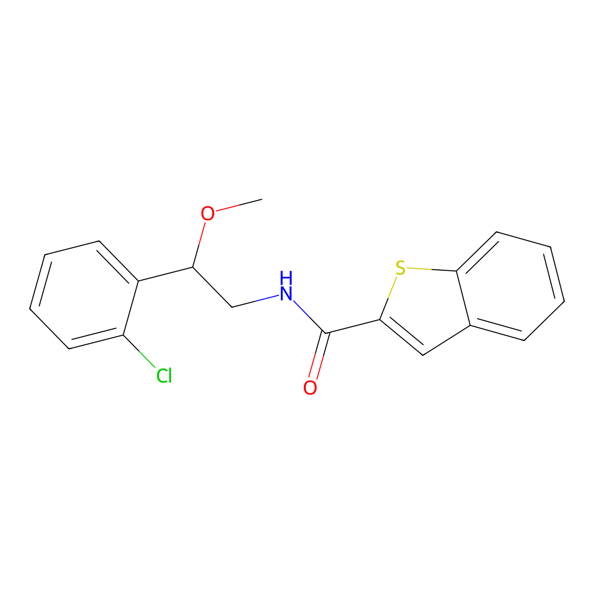 N-(2-(2-chlorophenyl)-2-methoxyethyl)benzo[b]thiophene-2-carboxamide molecular structure, CAS 1706284-41-4