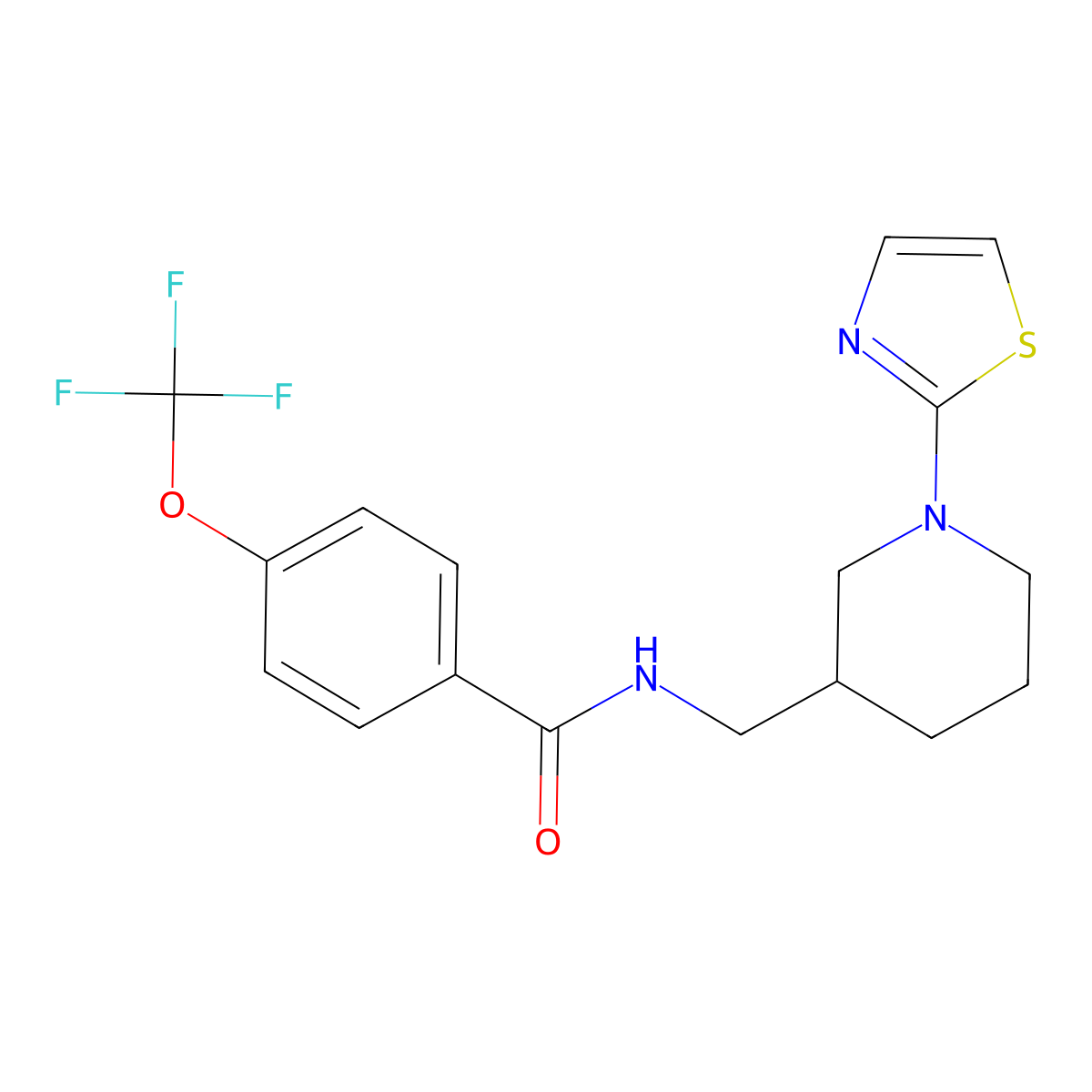 N-((1-(thiazol-2-yl)piperidin-3-yl)methyl)-4-(trifluoromethoxy)benzamide molecular structure, CAS 1706284-62-9