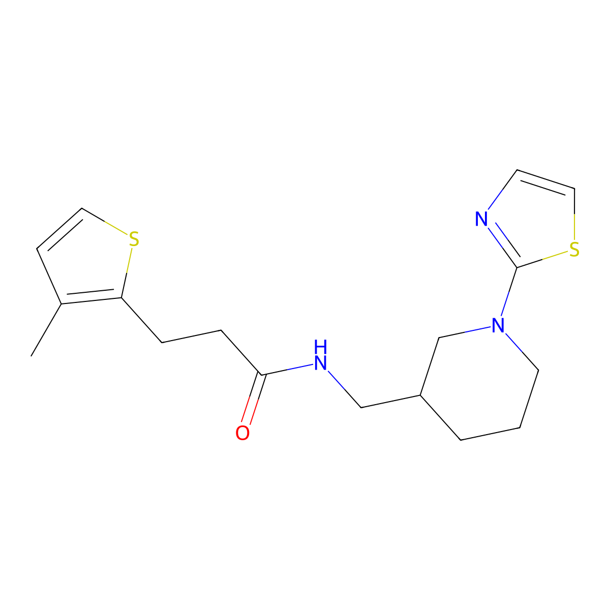 3-(3-methylthiophen-2-yl)-N-((1-(thiazol-2-yl)piperidin-3-yl)methyl)propanamide molecular structure, CAS 1706285-01-9