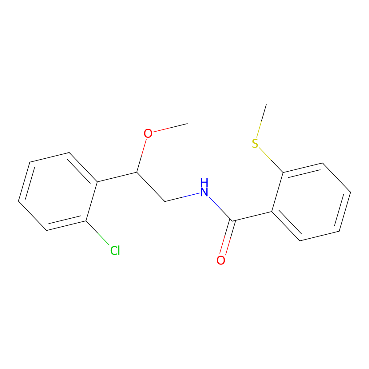 N-(2-(2-chlorophenyl)-2-methoxyethyl)-2-(methylthio)benzamide molecular structure, CAS 1706285-74-6