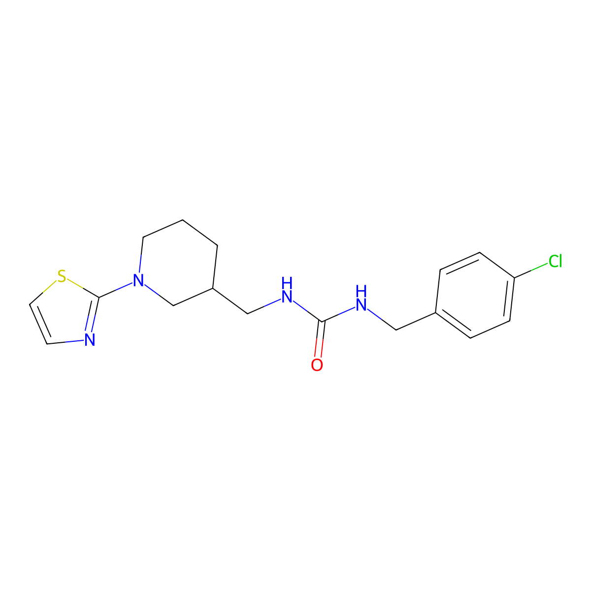 1-(4-Chlorobenzyl)-3-((1-(thiazol-2-yl)piperidin-3-yl)methyl)urea molecular structure, CAS 1706285-79-1