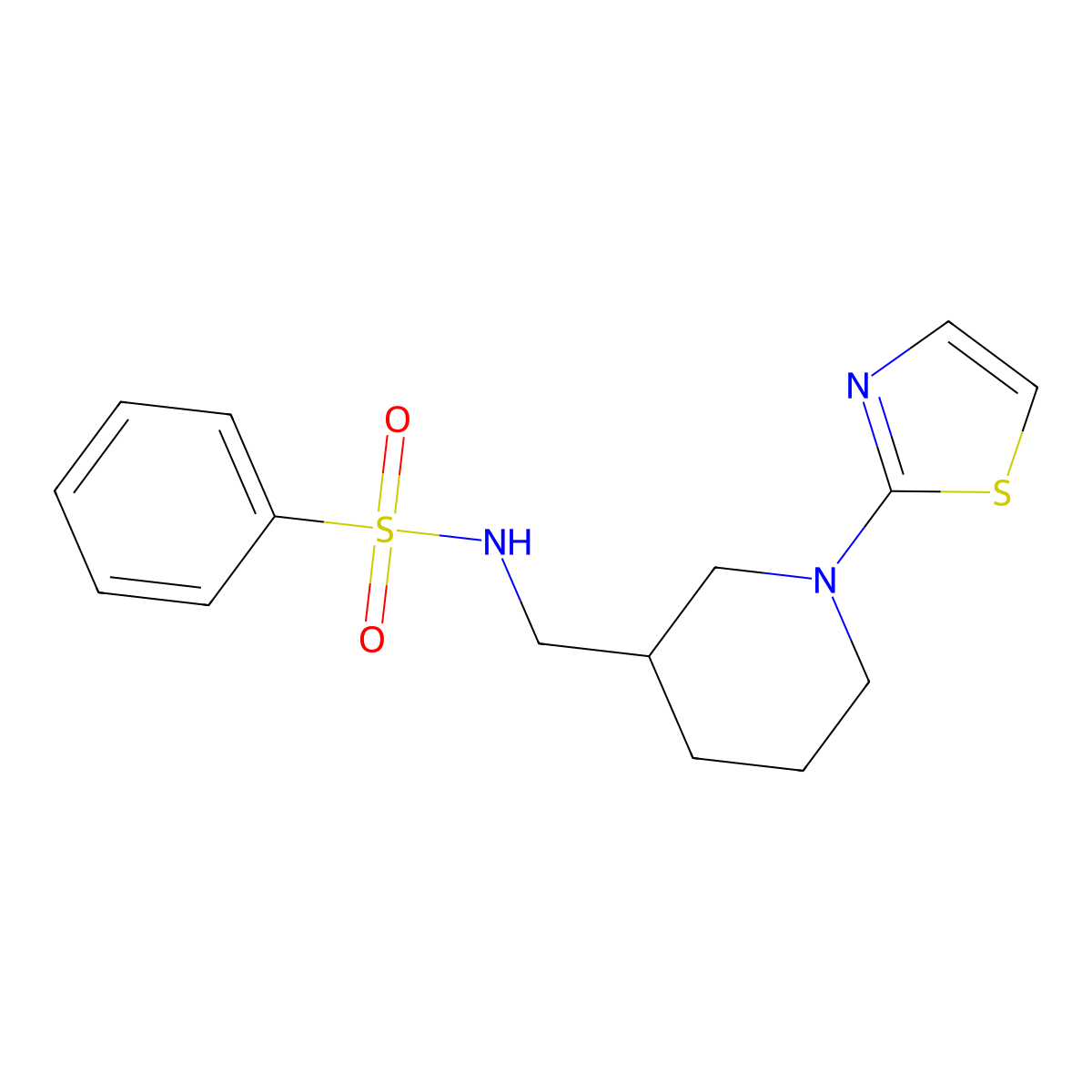 N-((1-(thiazol-2-yl)piperidin-3-yl)methyl)benzenesulfonamide molecular structure, CAS 1706285-87-1