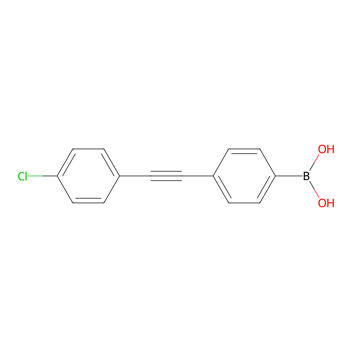 (4-((4-Chlorophenyl)ethynyl)phenyl)boronic acid molecular structure, CAS 170629-24-0