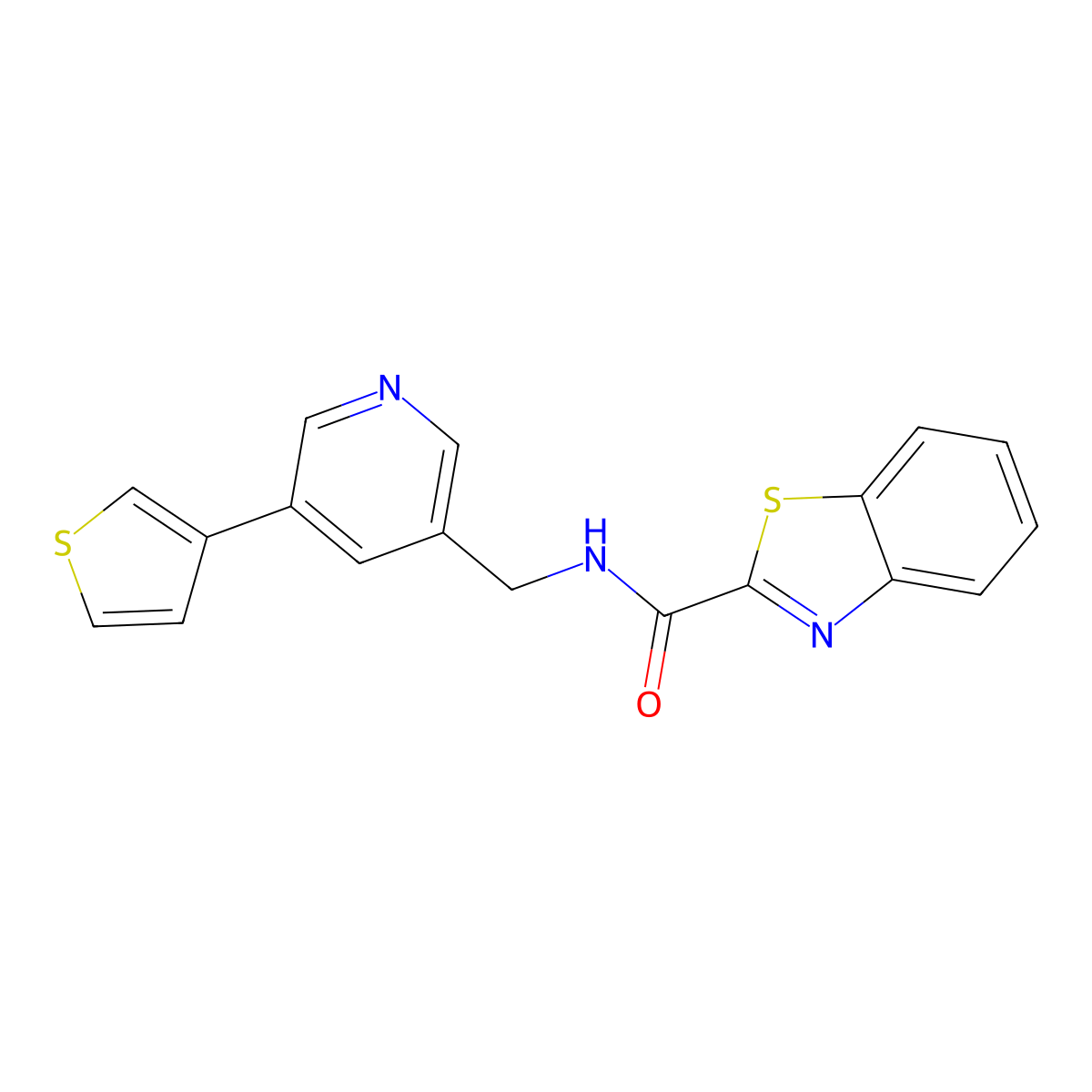 N-((5-(thiophen-3-yl)pyridin-3-yl)methyl)benzo[d]thiazole-2-carboxamide molecular structure, CAS 1706290-13-2