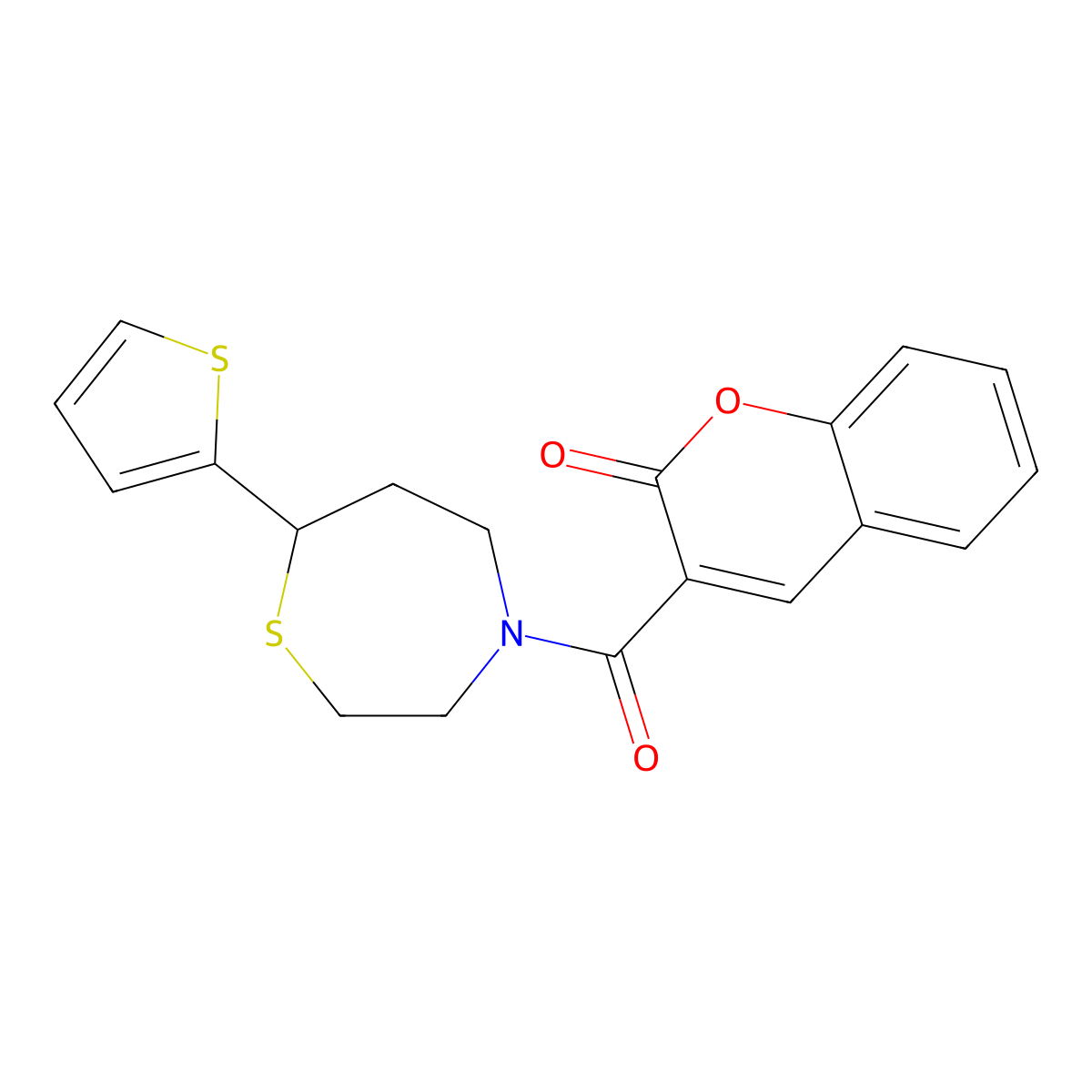 3-(7-(thiophen-2-yl)-1,4-thiazepane-4-carbonyl)-2H-chromen-2-one molecular structure, CAS 1706291-84-0