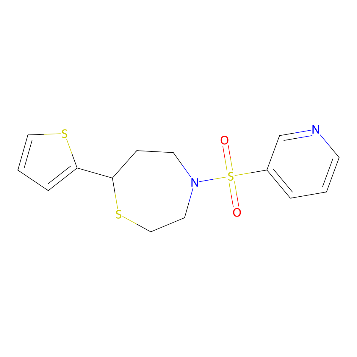 4-(Pyridin-3-ylsulfonyl)-7-(thiophen-2-yl)-1,4-thiazepane molecular structure, CAS 1706292-82-1
