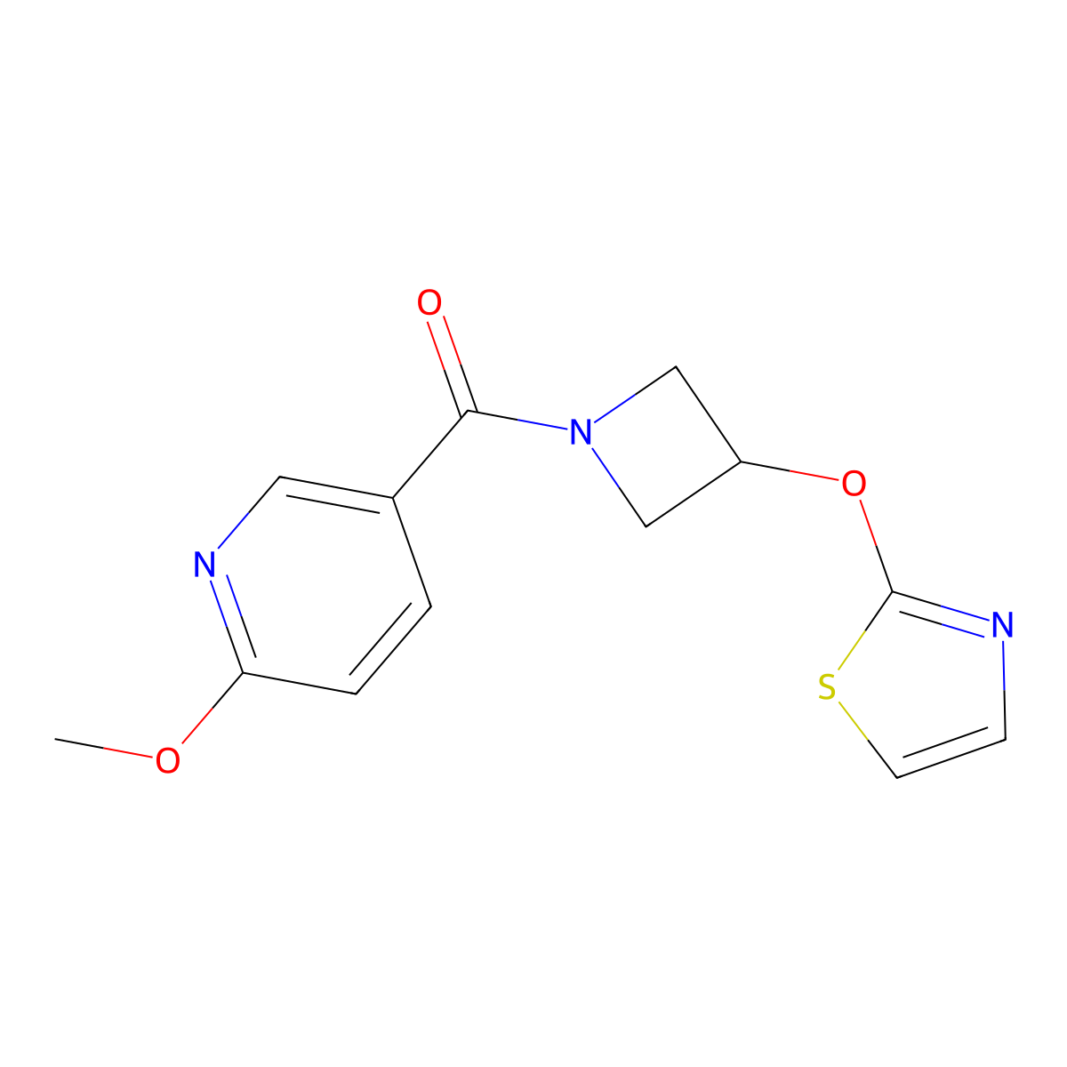 (6-Methoxypyridin-3-yl)(3-(thiazol-2-yloxy)azetidin-1-yl)methanone molecular structure, CAS 1706295-22-8