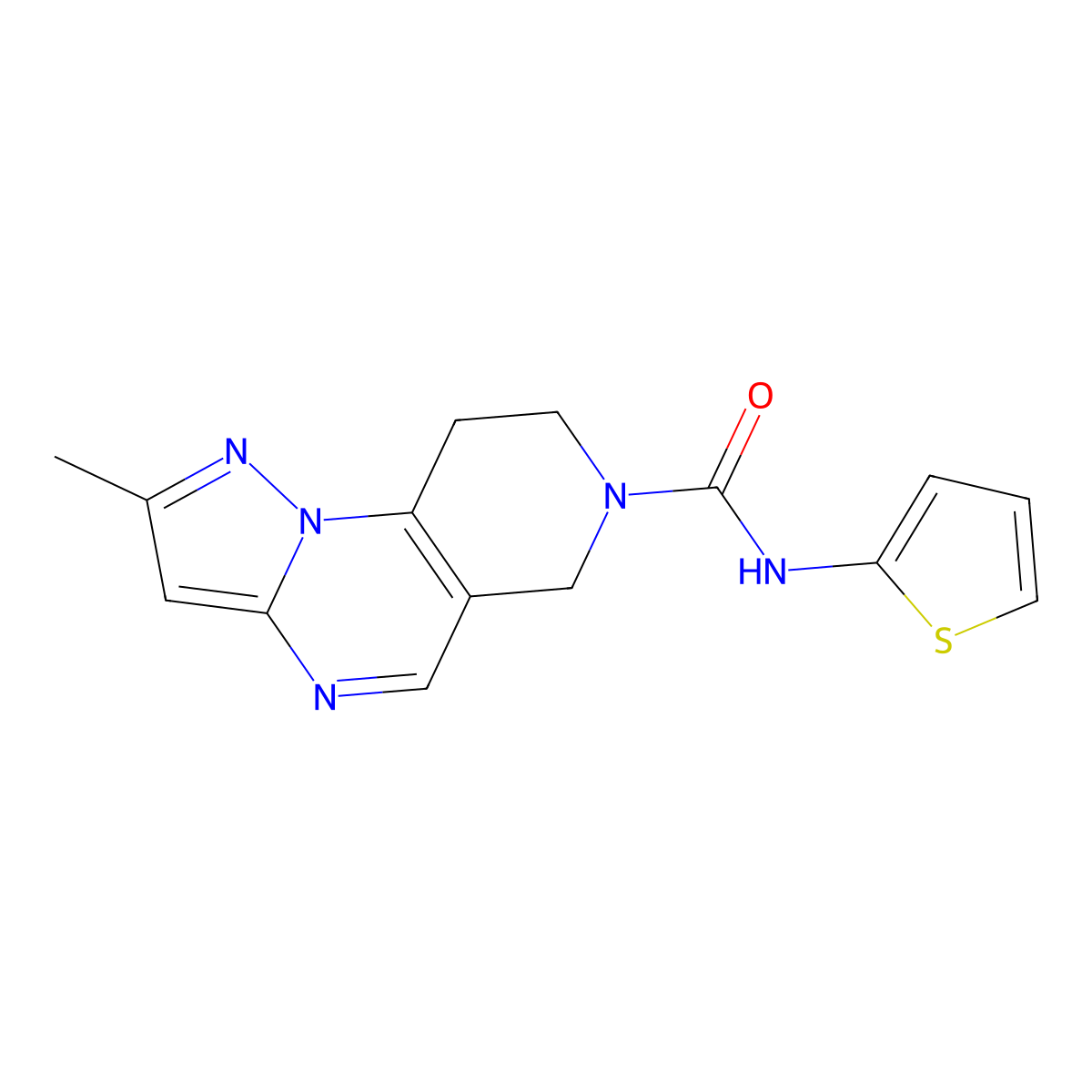 4-methyl-N-(thiophen-2-yl)-2,3,7,11-tetraazatricyclo[7.4.0.0^{2,6}]trideca-1(9),3,5,7-tetraene-11-carboxamide molecular structure, CAS 1706297-31-5